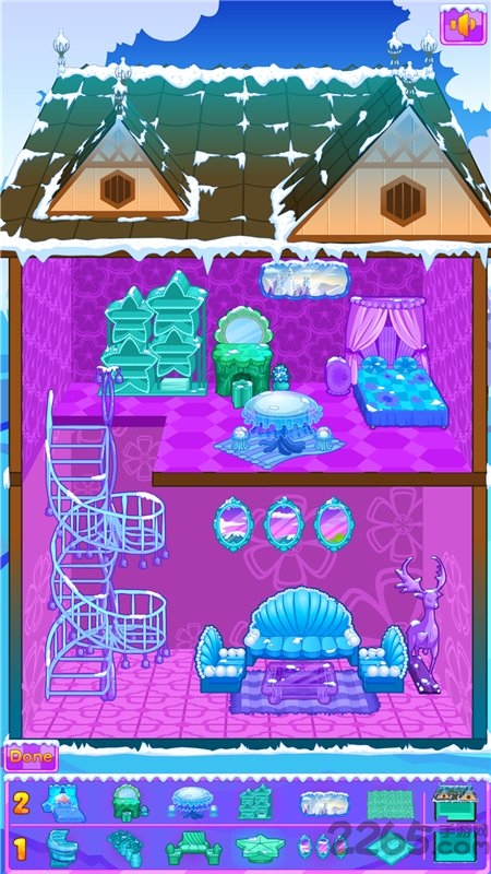 冰雪公主娃娃屋布置游戏