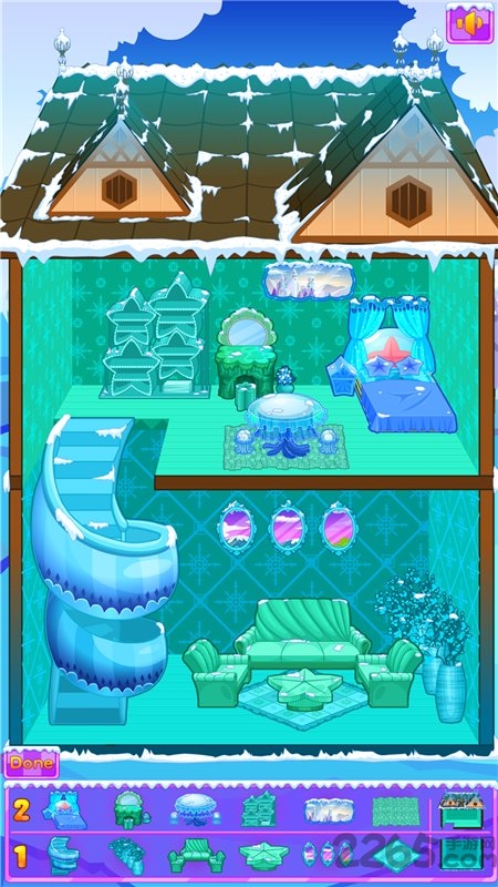 冰雪公主娃娃屋布置游戏