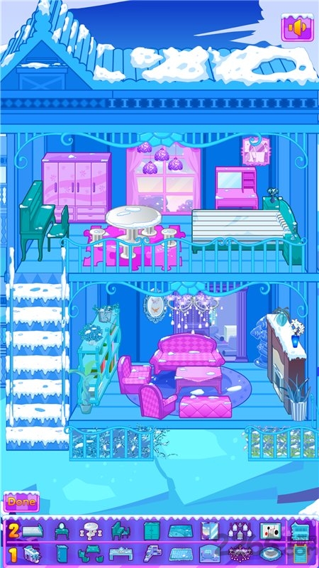 冰雪公主娃娃屋布置游戏